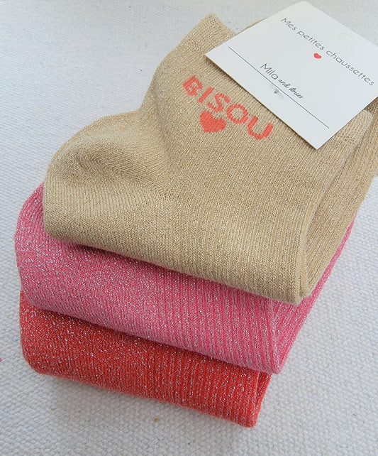 Chaussettes à paillettes - Message "Jolie Garce"