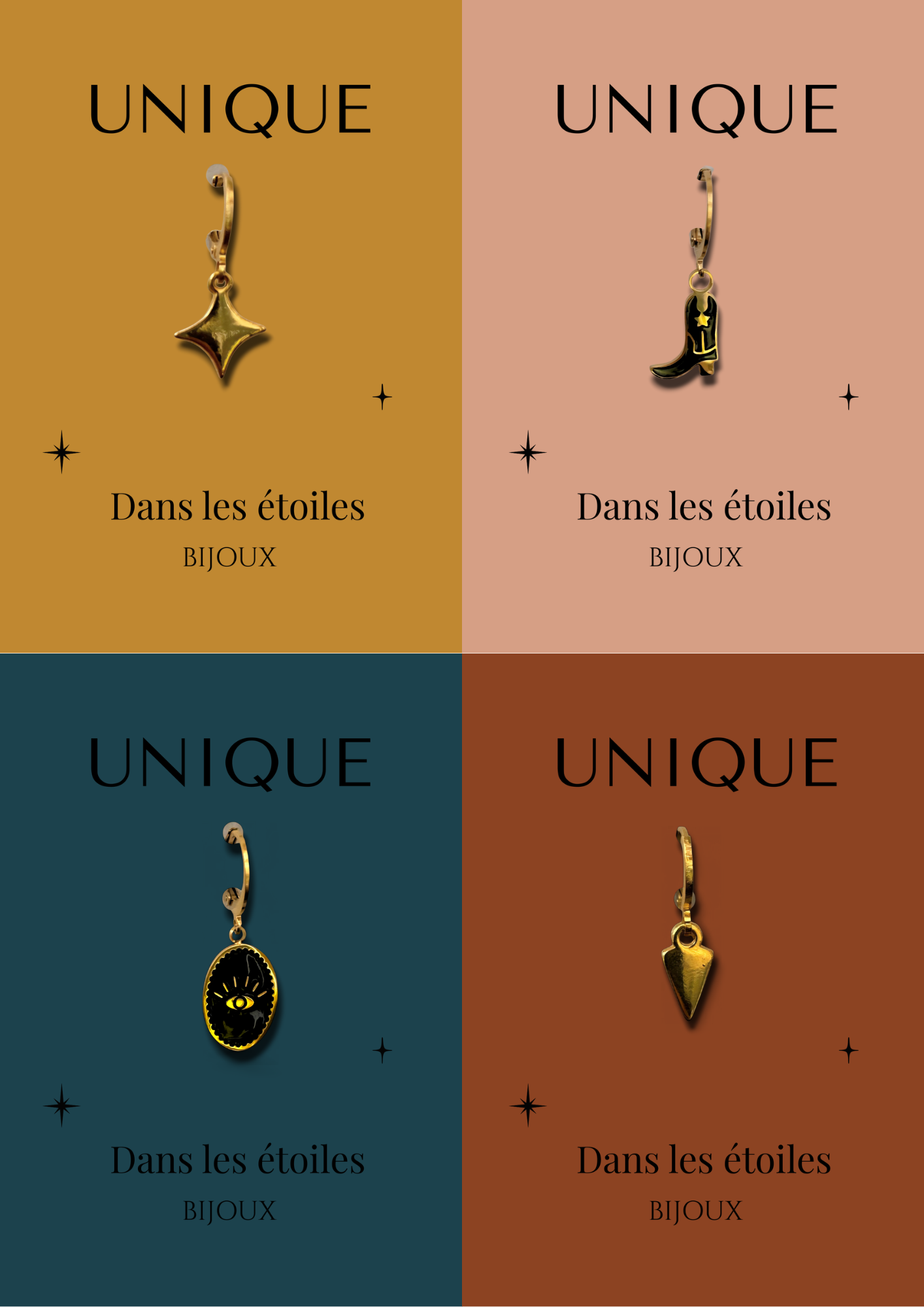 Mini-créoles LOU - Pendants acier inoxydable doré