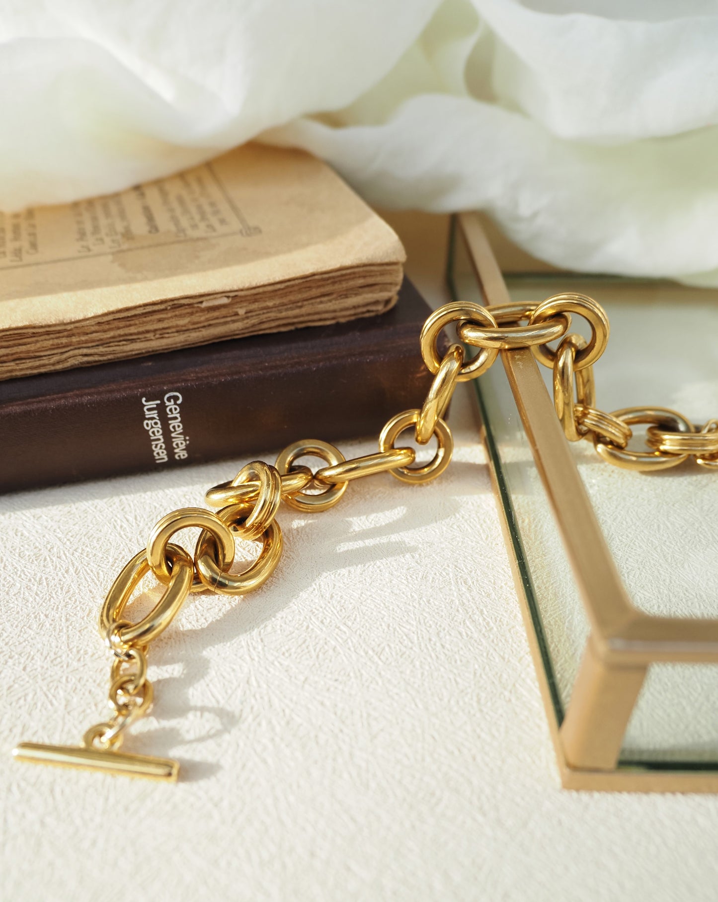 MANON-Armband / große Goldglieder / Edelstahl