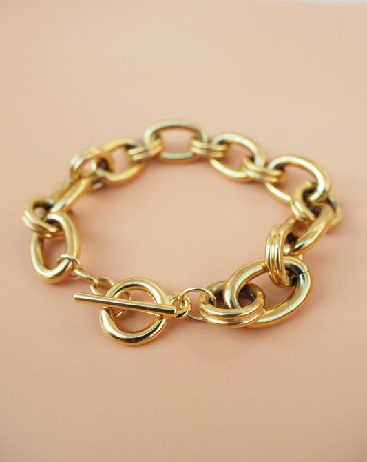 Bracelet MANON / gros maillons dorés / acier inoxydable