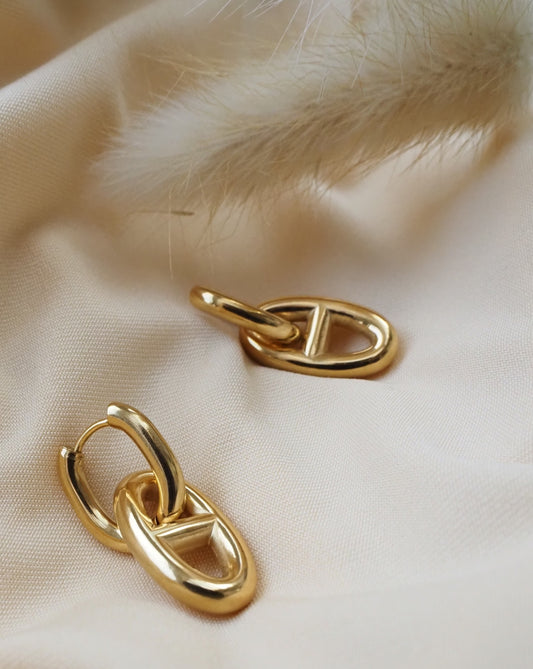 Boucles d’oreilles SIENNA - Dormeuses créoles maillons ovales