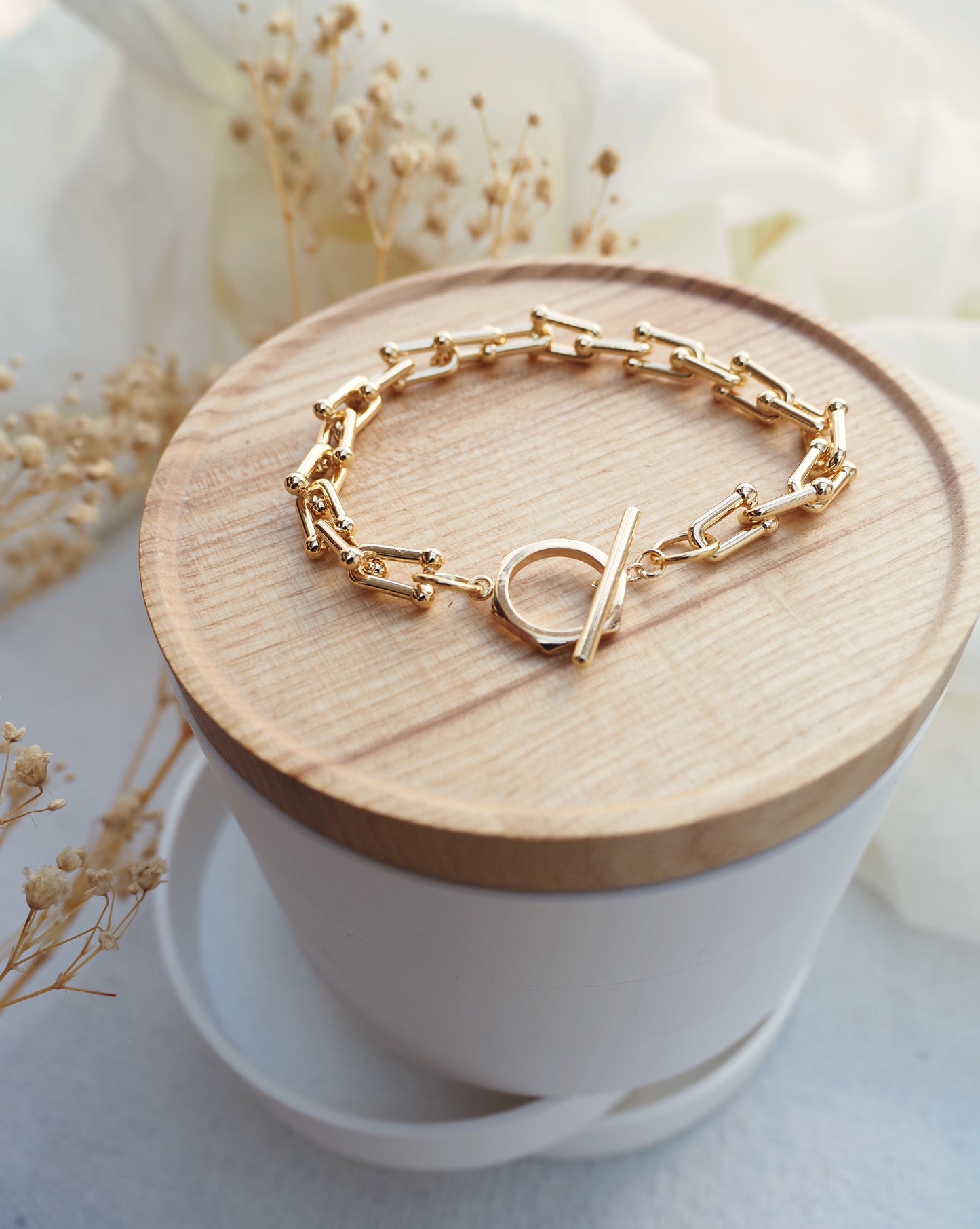 CLEMENCE-Armband / große goldene U-förmige Glieder / goldenes Messing