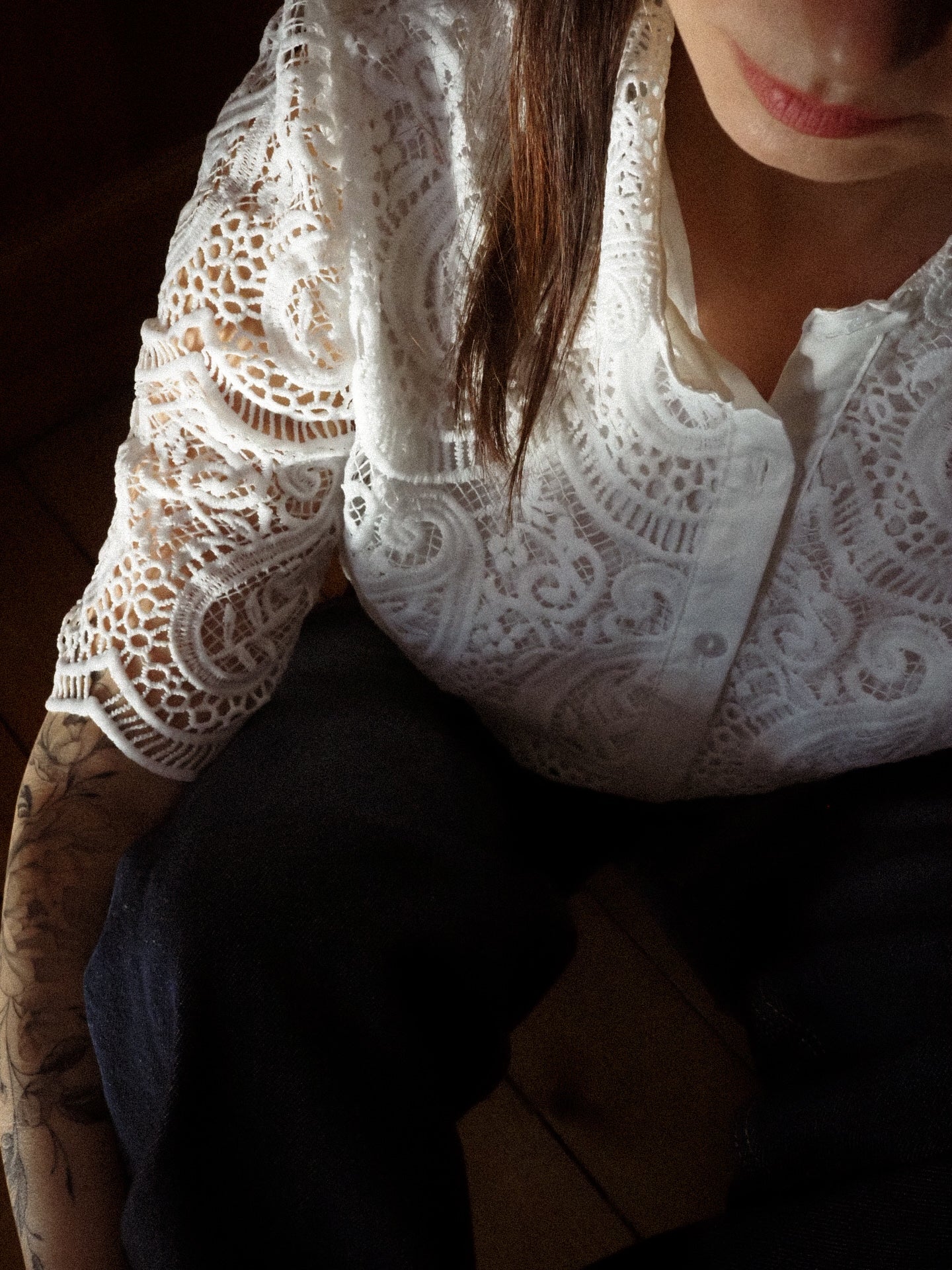 Blouse romantique en dentelle blanche