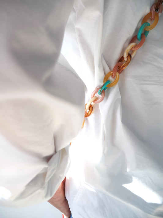 Chaîne de téléphone CLAIRE / maillons pastel en résine