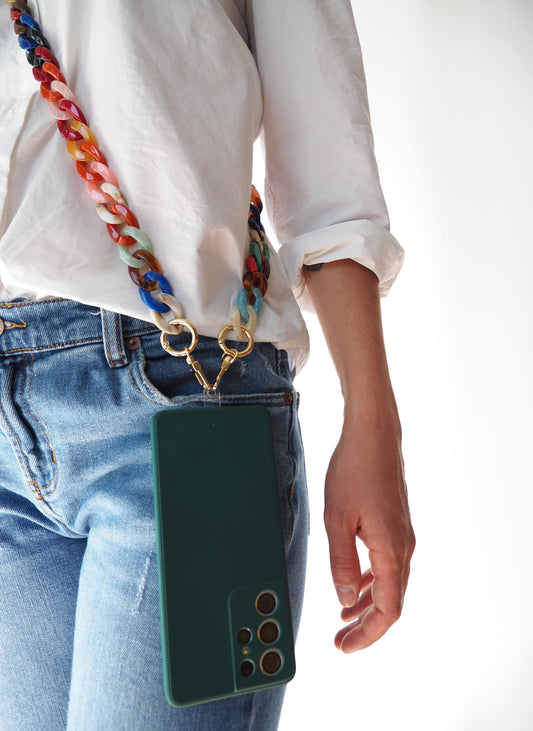 Chaîne de téléphone CLARA / maillons multicolores en résine