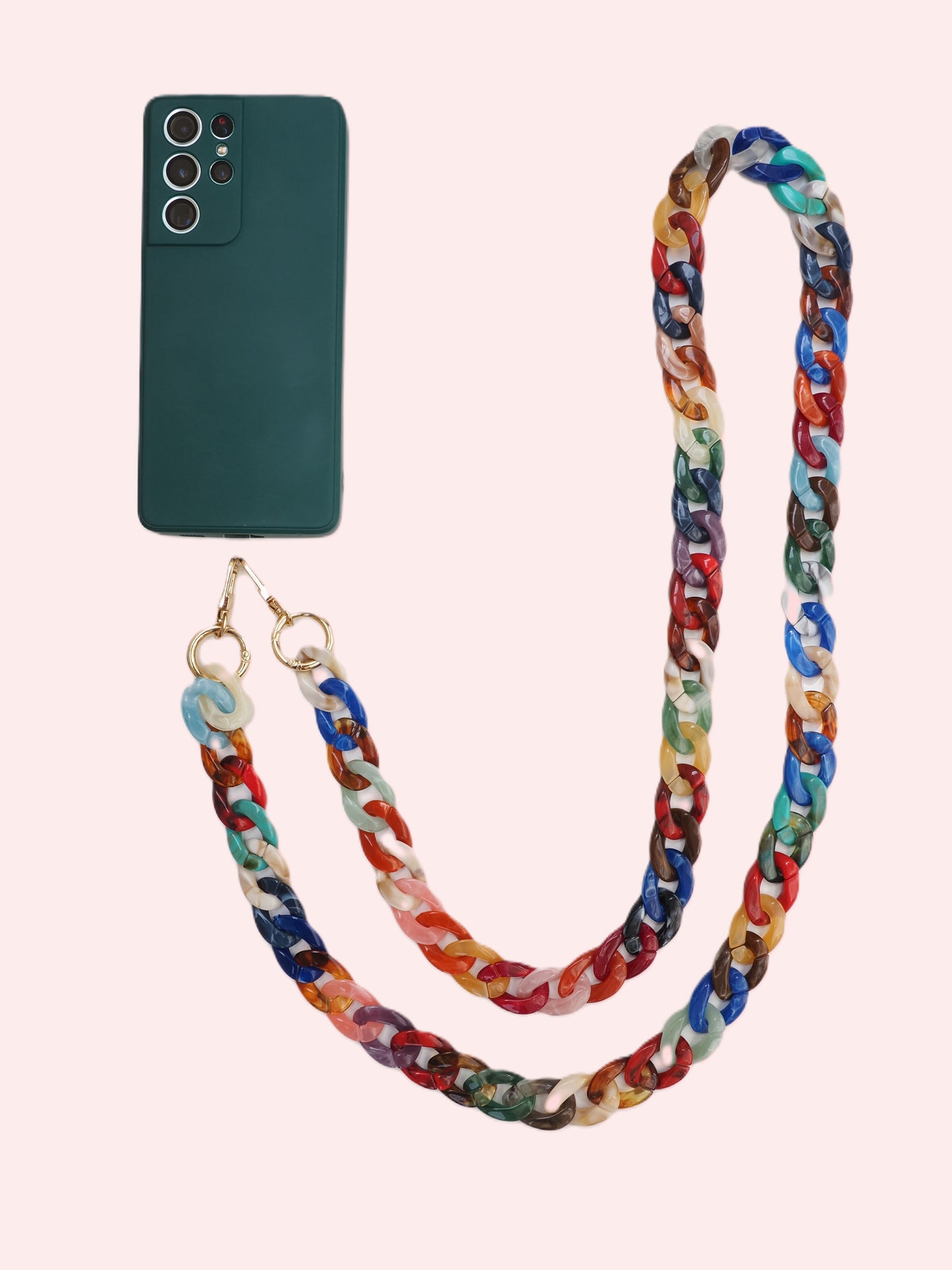 Chaîne de téléphone CLARA / maillons multicolores en résine