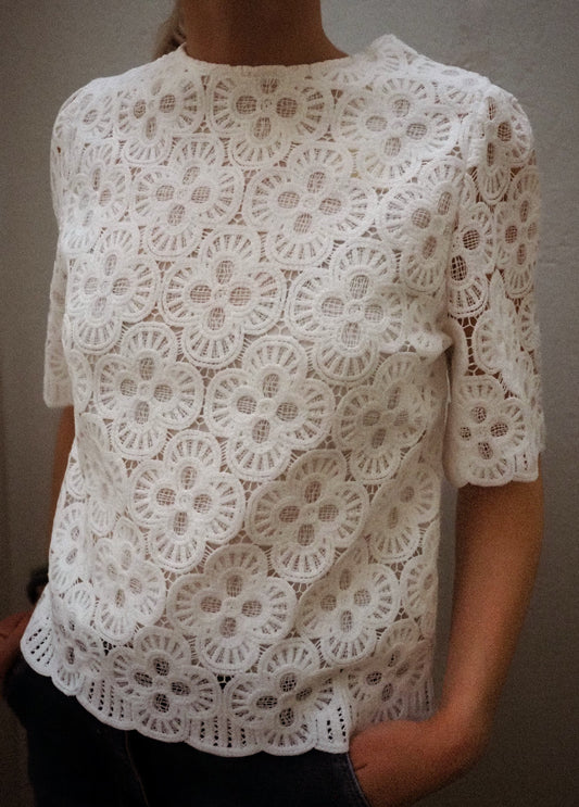 Blouse Blanche Dentelle Macramé – Esprit Bohème