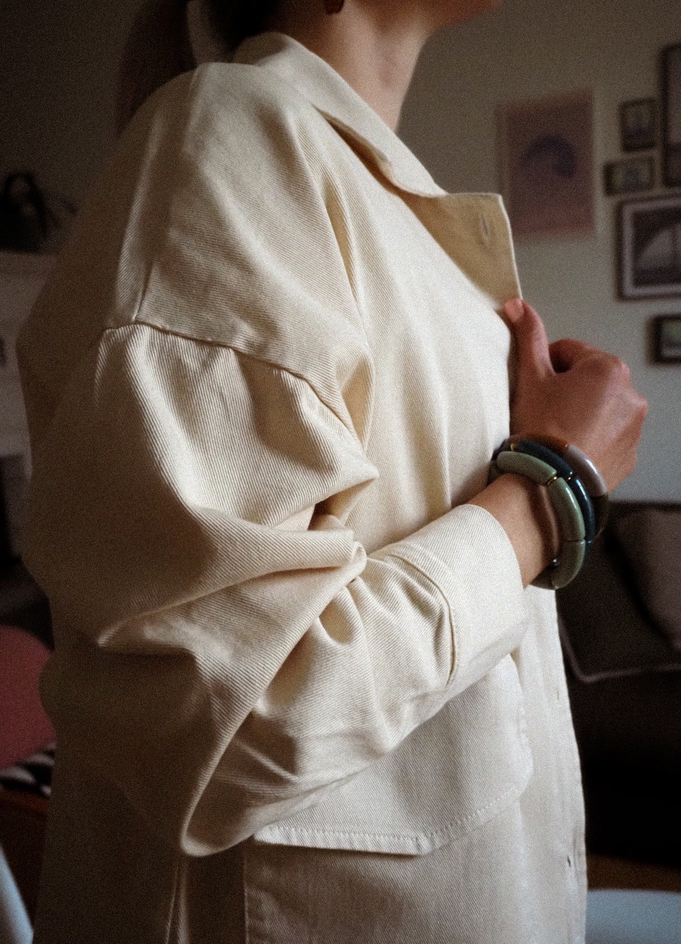 Veste Beige Boutonnée - Classique de Mi-saison