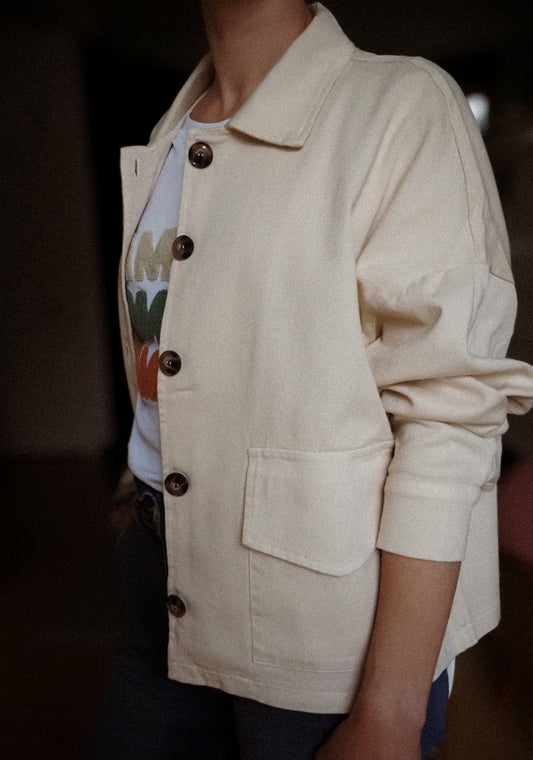 Veste Beige Boutonnée - Classique de Mi-saison