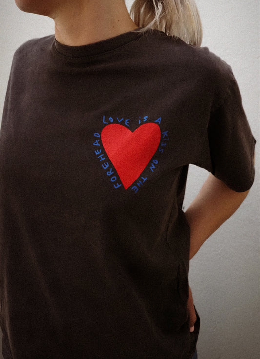 T-shirt Oversize Noir - Love is a Kiss - Cœur Rouge