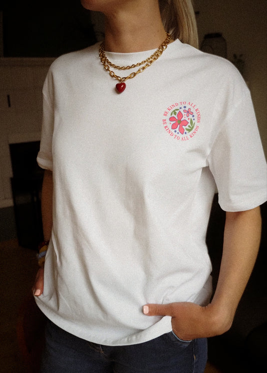 T-shirt Oversize - Be Kind To All Kinds - Fleurs multicolores