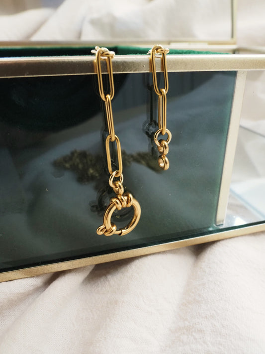 Bracelet BLANDINE / maille trombone 2 tours / fermoir bouée / acier inoxydable doré