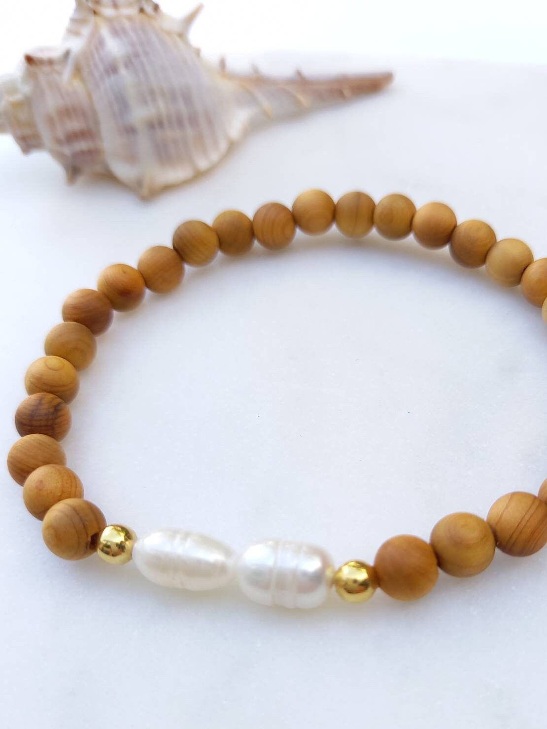 Bracelet LOLA / perles en bois / perles d'eau douce
