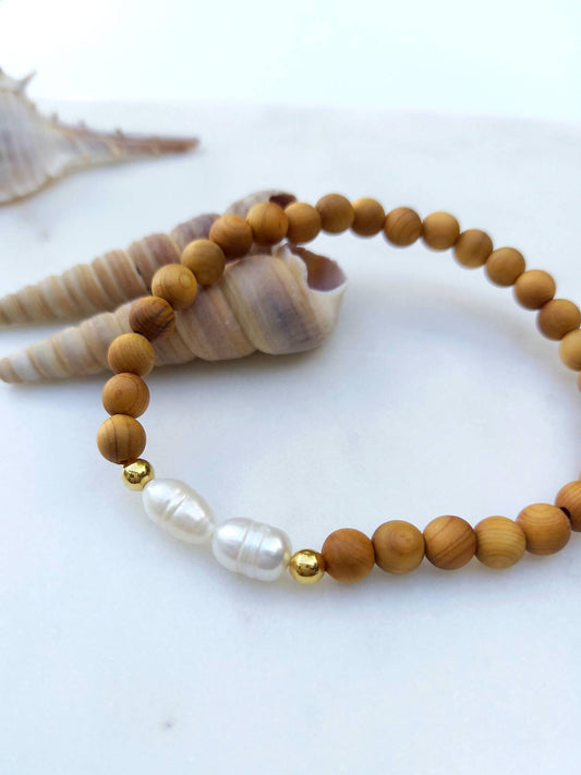 Bracelet LOLA / perles en bois / perles d'eau douce