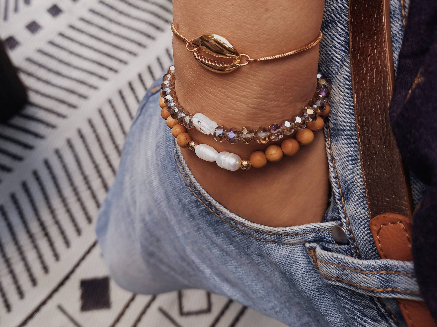 Bracelet LOLA / perles en bois / perles d'eau douce