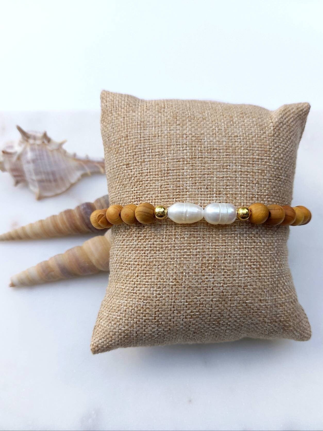 Bracelet LOLA / perles en bois / perles d'eau douce
