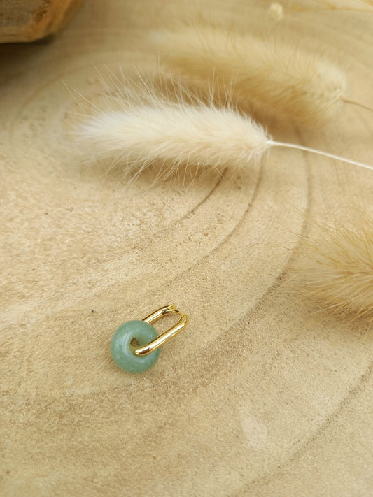 Boucle d'oreilles interchangeable LAURENCE 4, mono ou duo / donut en pierre semi-précieuse