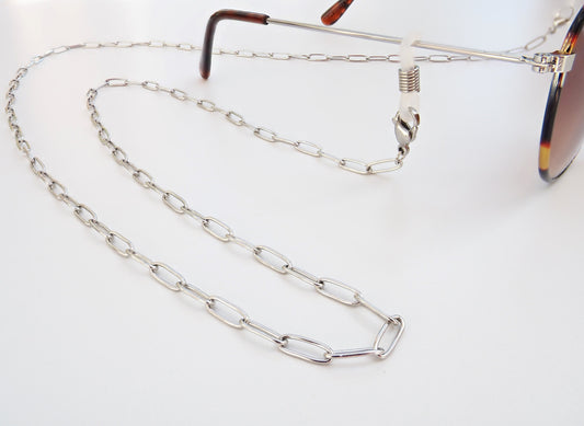 Chaîne de lunettes LINDA / maille trombone / acier inoxydable argenté