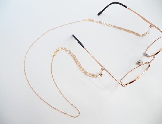 Chaîne de lunettes MAGALIE / maille fantaisie / laiton doré