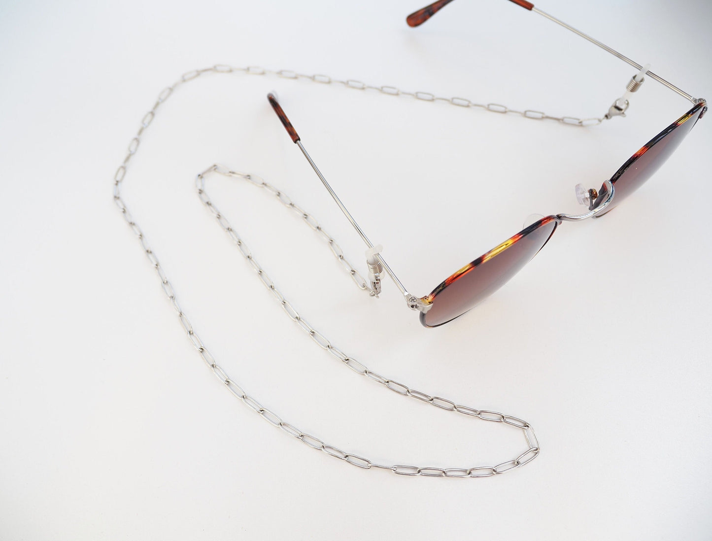 Chaîne de lunettes LINDA / maille trombone / acier inoxydable argenté