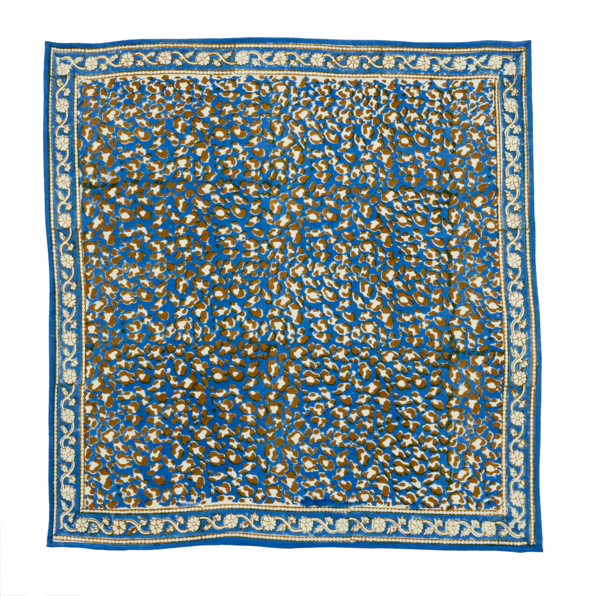 Petit Foulard Indien - Léopard Bleu Klein
