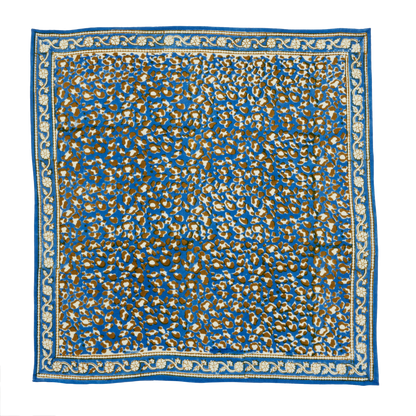 Petit Foulard Indien - Léopard Bleu Klein