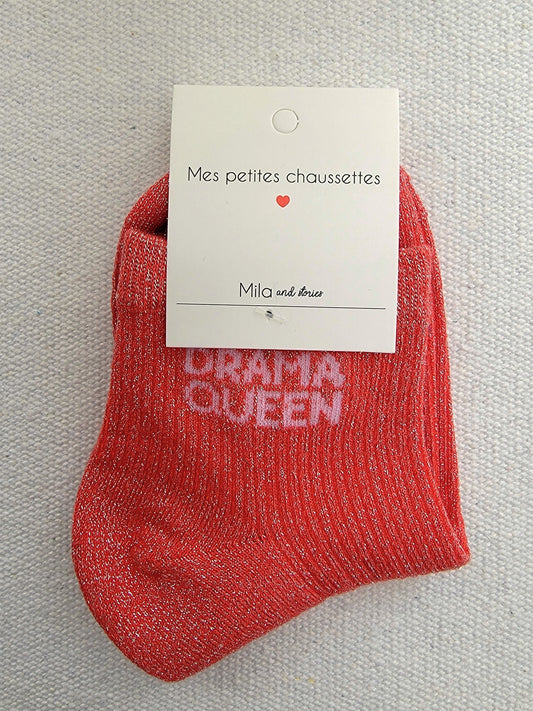 Chaussettes à paillettes - Message "Drama Queen"