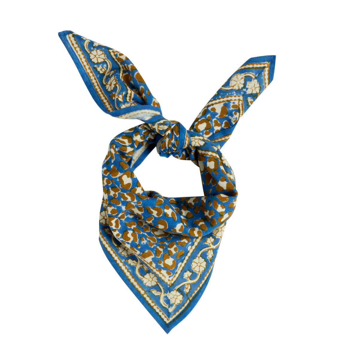 Petit Foulard Indien - Léopard Bleu Klein