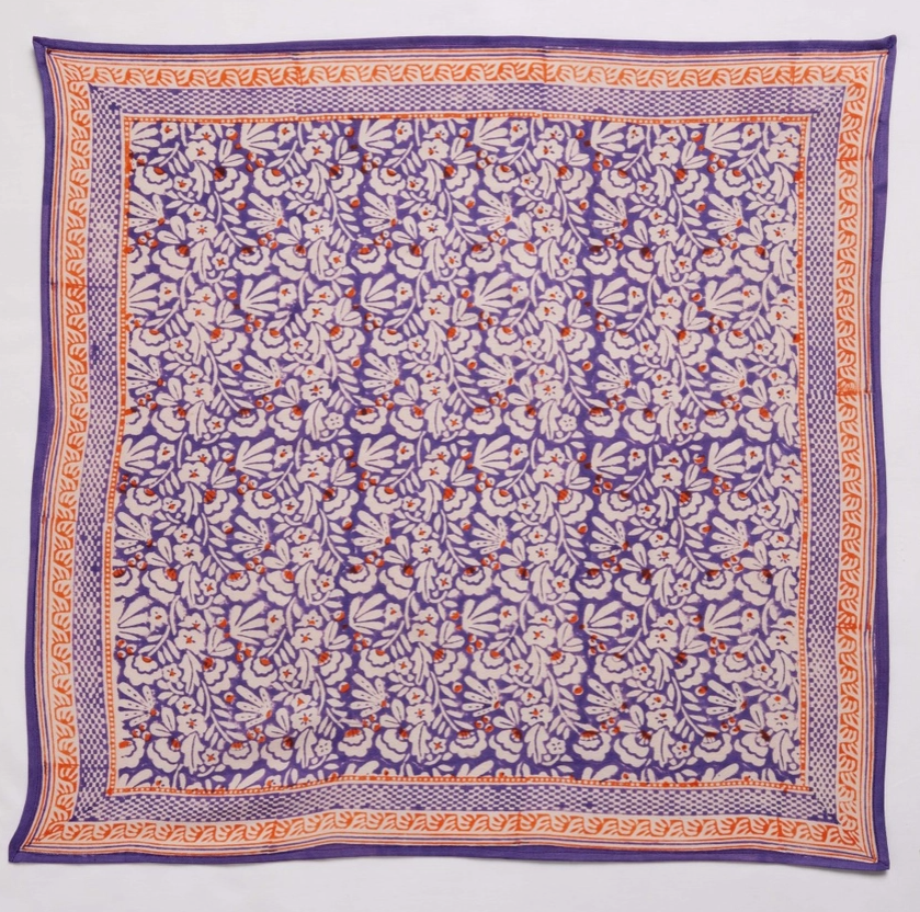 Grand foulard indien - Iris Violine