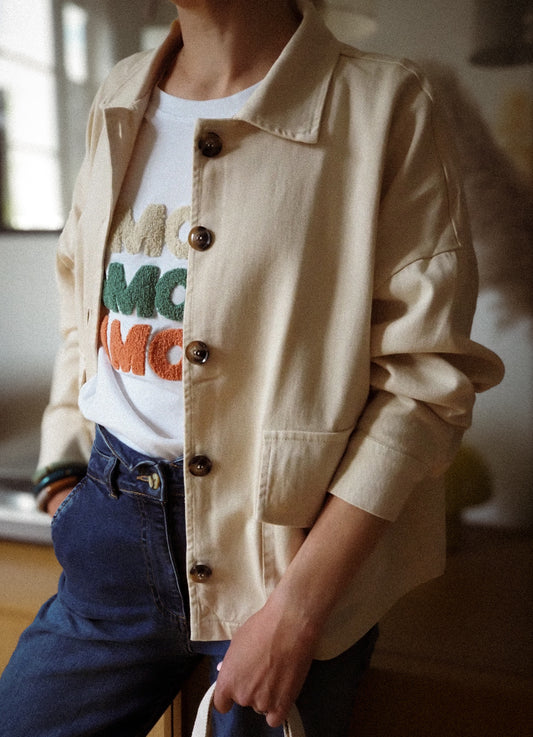 Veste Beige Boutonnée - Classique de Mi-saison