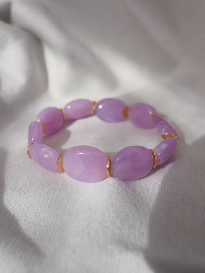 Bracelet Coloré OLIVIA – Perles ovales en résine marbrée & détails dorés