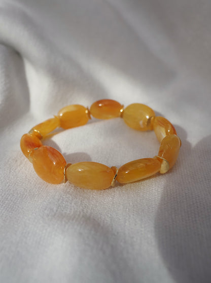 Bracelet Coloré OLIVIA – Perles ovales en résine marbrée & détails dorés