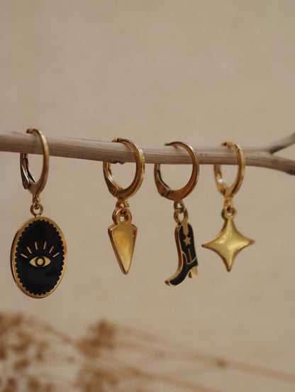 Mini-créoles LOU - Pendants acier inoxydable doré