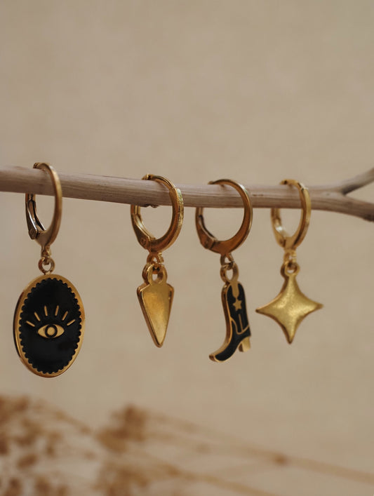 Mini-créoles LOU - Pendants acier inoxydable doré