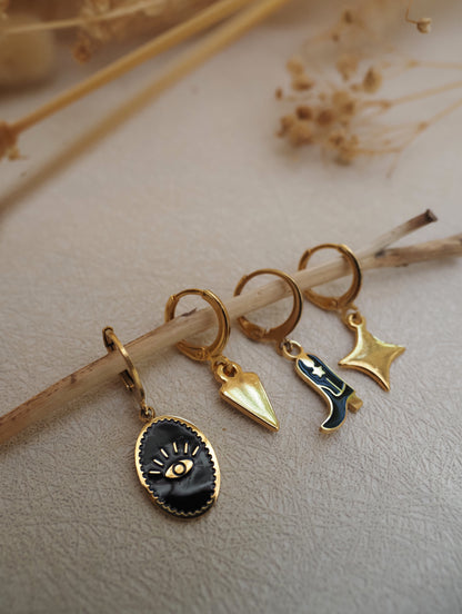 Mini-créoles LOU - Pendants acier inoxydable doré