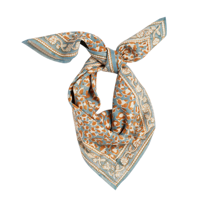 Petit Foulard Indien - Léopard Blue