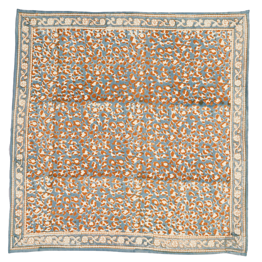 Petit Foulard Indien - Léopard Blue