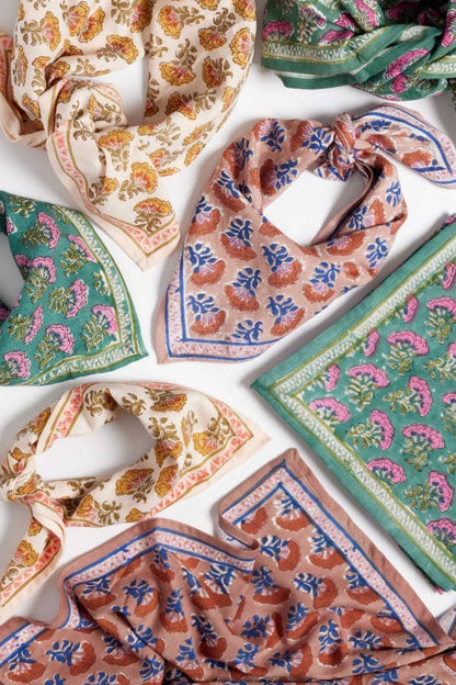 Petit Foulard Indien - Namaste Vert