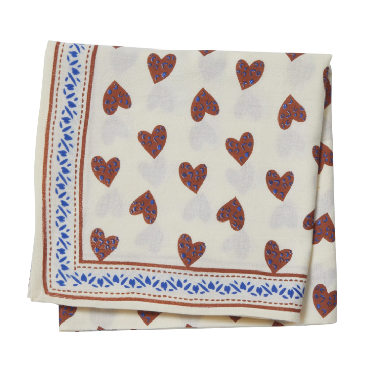 Grand foulard indien - Coeurs sauvages Ecru