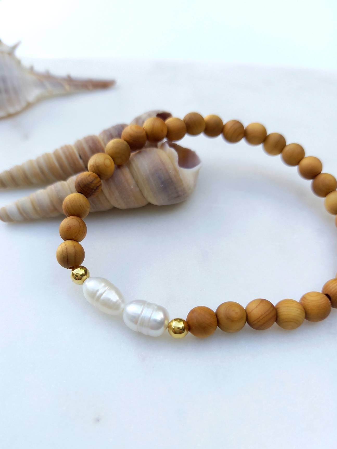 Bracelet LOLA / perles en bois / perles d'eau douce