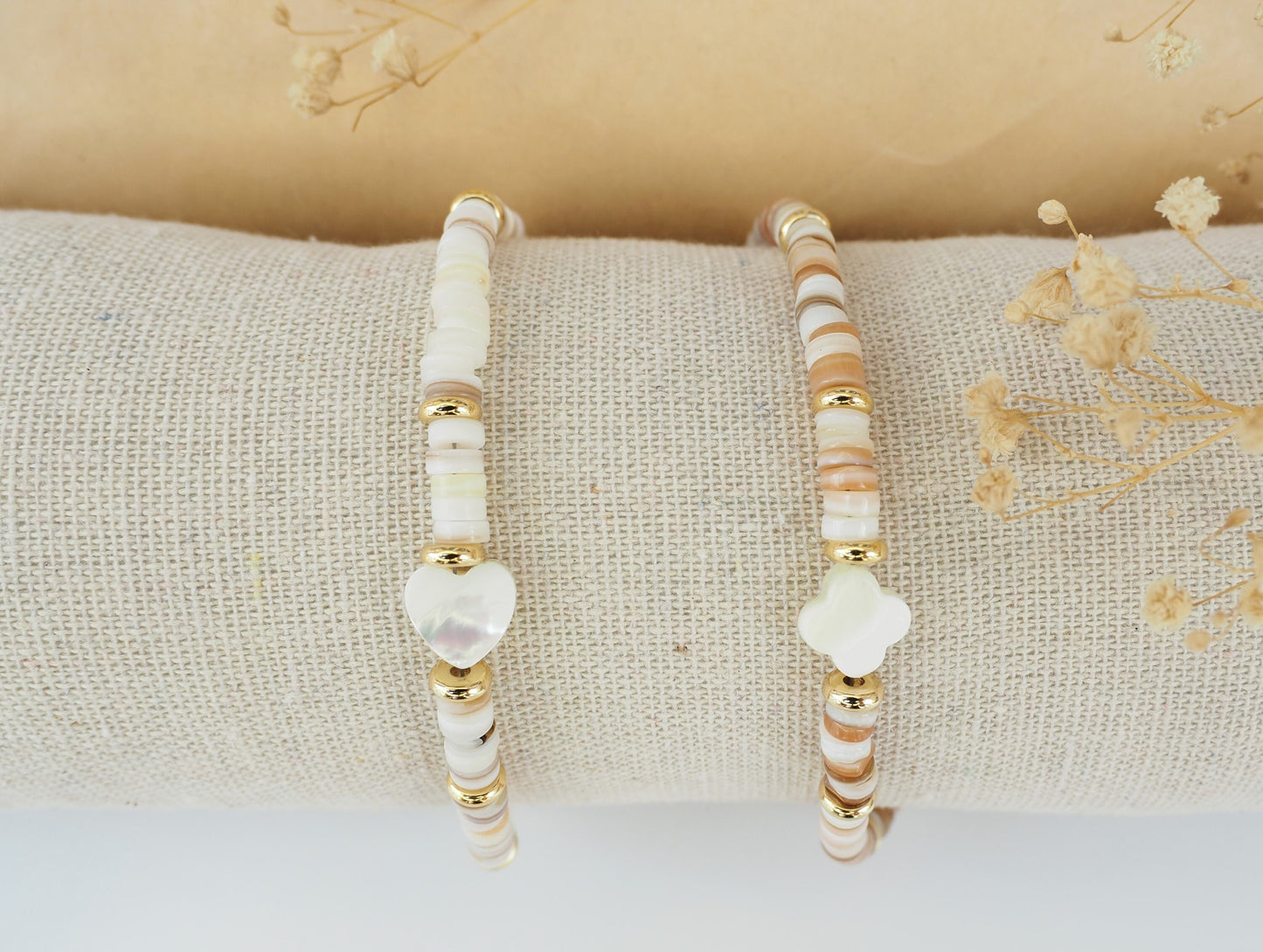 Bracelet JULIA / perles Heishi de coquillage / nacre